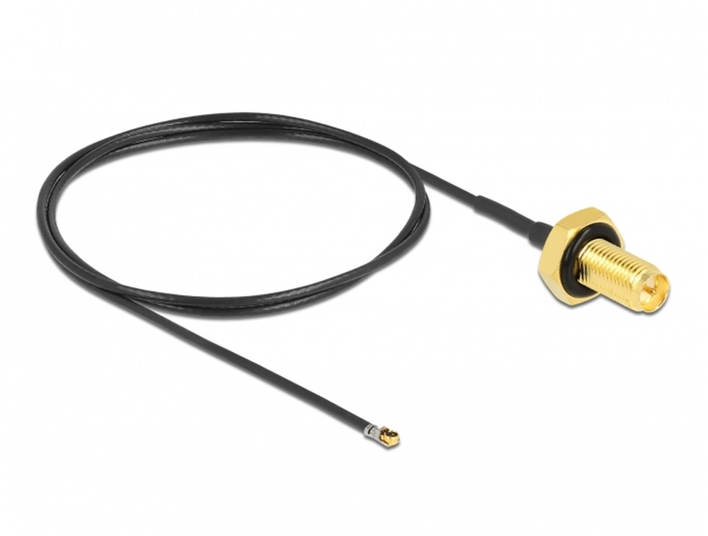 Delock 12661 Antenna kábel RP-SMA anya válaszfali csatlakozóval apa MHF 4L LK-dugó 1.37 50 cm menethossz