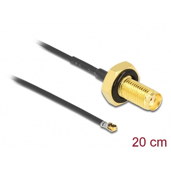 Delock 12663 Antenna kábel SMA anya válaszfali csatlakozóval apa MHF 4L LK-dugó 1.37 20 cm menethossz 10