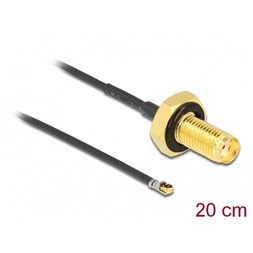 Delock 12663 Antenna kábel SMA anya válaszfali csatlakozóval apa MHF 4L LK-dugó 1.37 20 cm menethossz 10