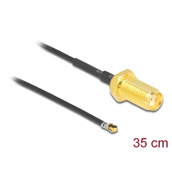Delock 12664 Antenna kábel SMA anya válaszfali csatlakozóval apa MHF 4L LK-dugó 1.37 35 cm menethossz 10