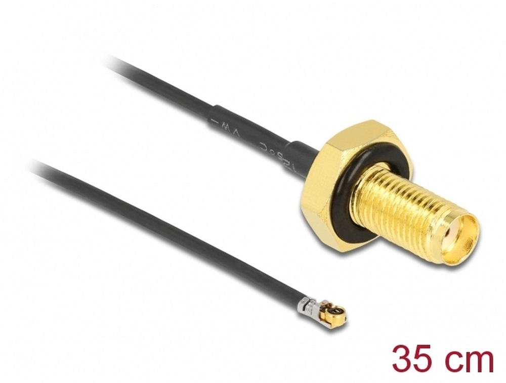 Delock 12665 Antenna kábel SMA anya válaszfali csatlakozóval apa MHF 4L LK-dugó 1.37 35 cm menethossz 10
