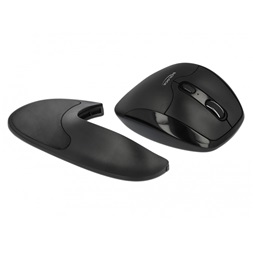 Delock 12673 Ergonomikus, 5 gombos, 2,4 GHz-os, vezetéknélküli optikai egér csukló támasszal - Jobbkezesek