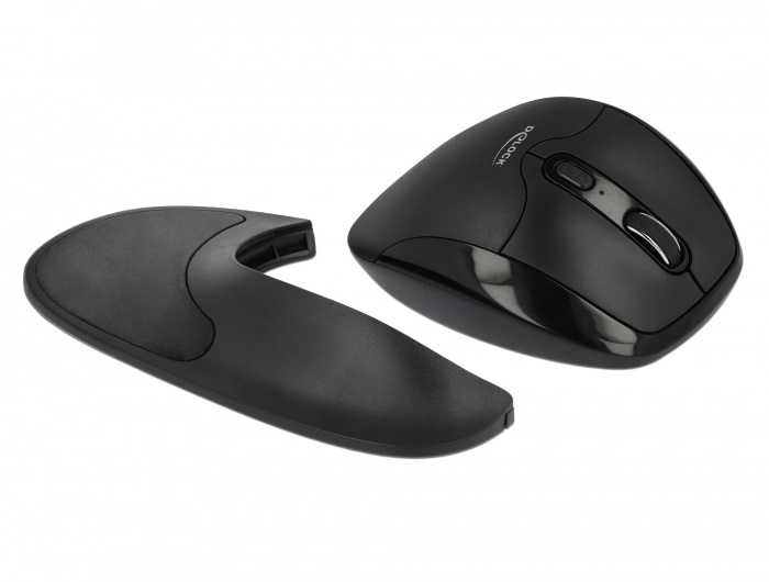 Delock 12673 Ergonomikus, 5 gombos, 2,4 GHz-os, vezetéknélküli optikai egér csukló támasszal - Jobbkezesek