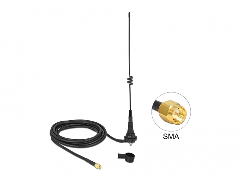 Delock 12722 LPWAN 868 MHz antenna SMA-dugó 4,5 dBi irányítatlan, rögzített, csatlakozókábellel RG-58 C/U