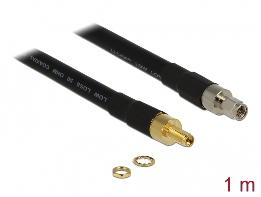 Delock 13012 Antennakábel RP-SMA dugó > RP-SMA Jack CFD400 LLC400 0,4 m alacsony veszteségű
