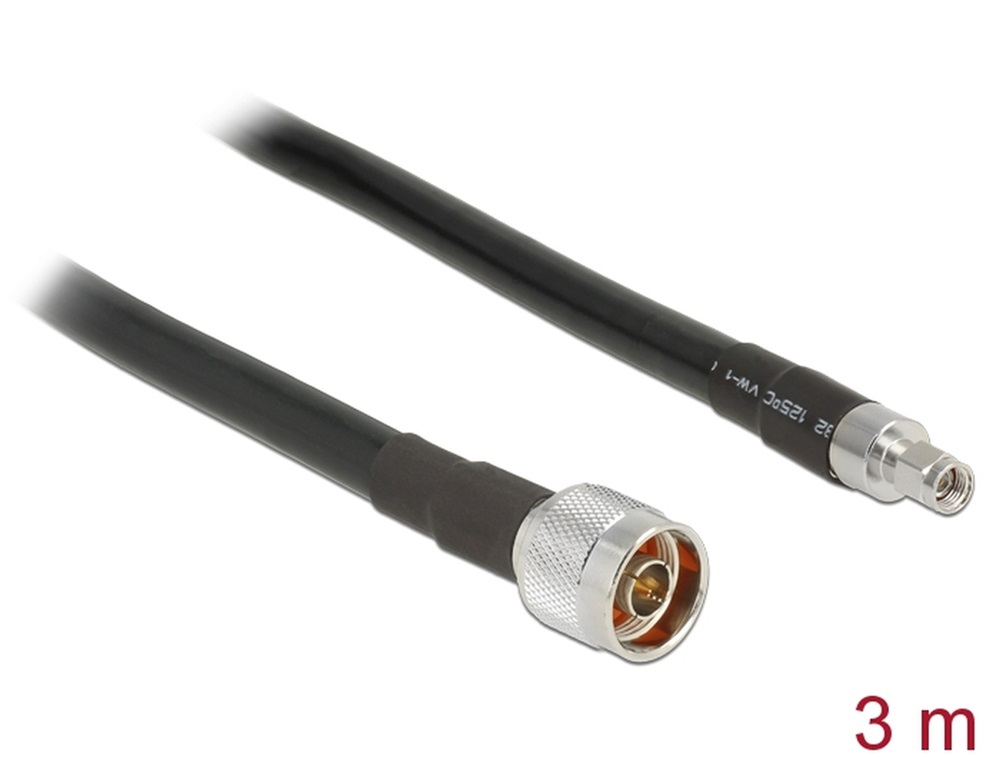 Delock 13021 Antennakábel N-dugó > RP-SMA-dugó CFD400 LLC400, 3 m, alacsony veszteség