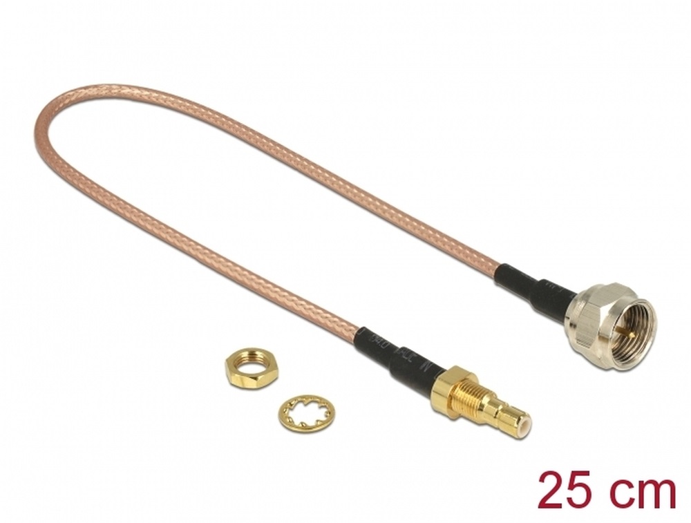 Delock 13025 Antennakábel F dugó > SMB jack Bulkhead RG-316 25 cm