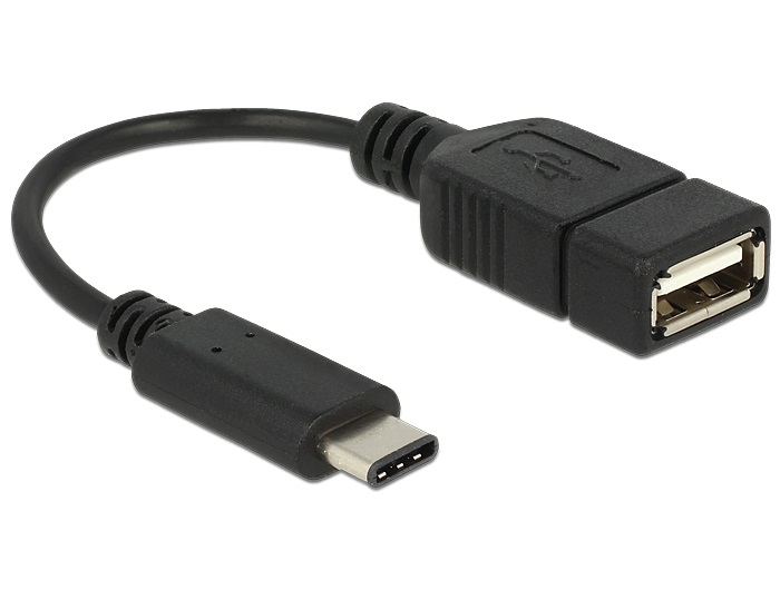 Delock 65579 15cm USB Type-C 2.0 apa - USB 2.0 A típusú anya fekete adatkábel