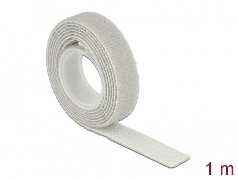 Delock 18274 Hurkolható rögzítők, 1 m x 13 mm (H x Sz) tekercs, szürke