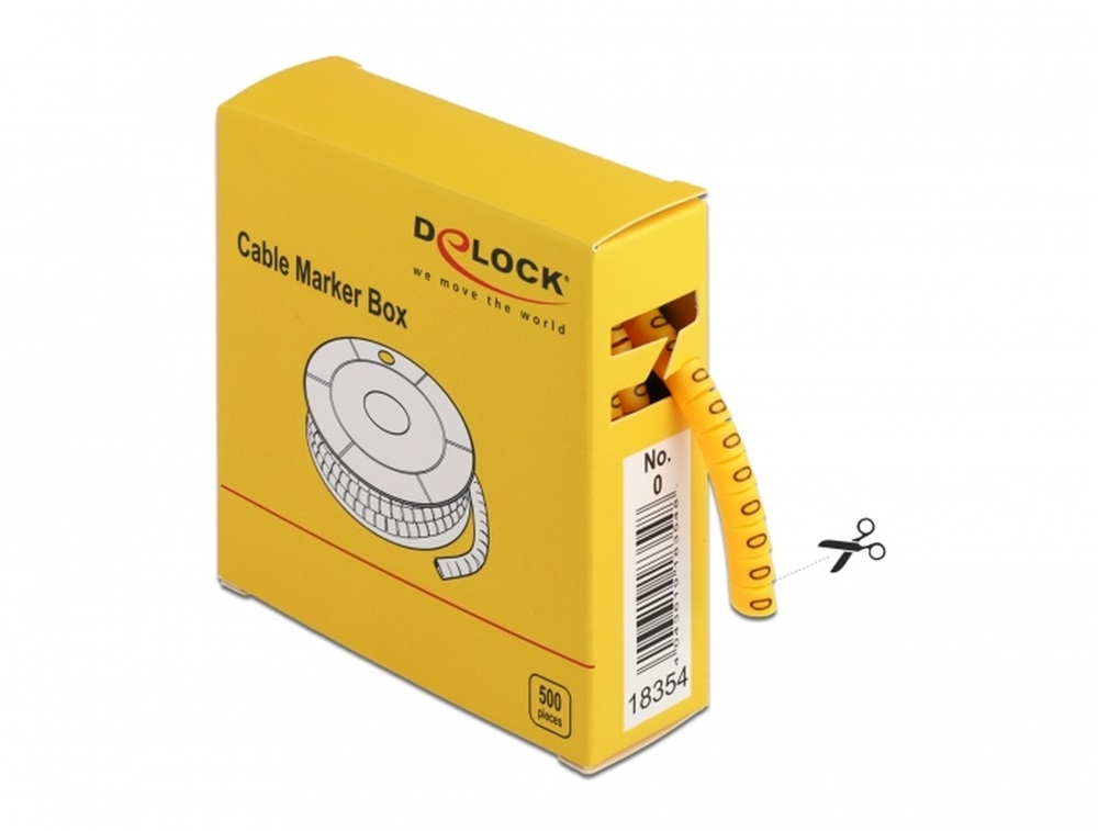 Delock 18354 500 db. sárga kábeljelző doboz No. 0