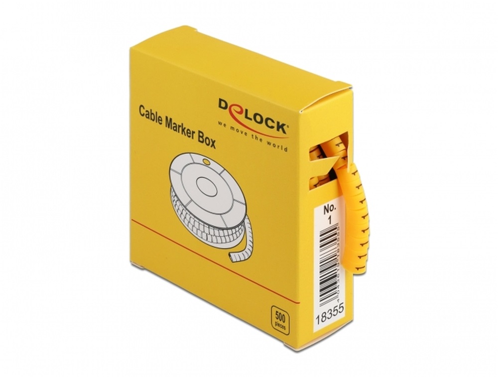 Delock 18355 500 db. sárga kábeljelző doboz No. 1