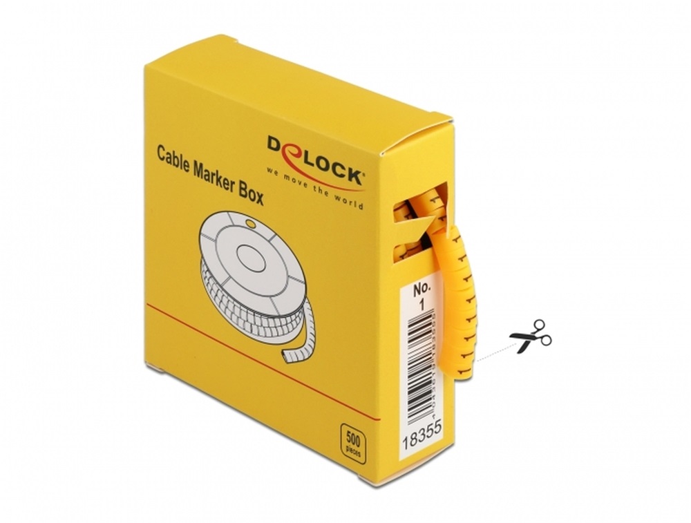 Delock 18355 500 db. sárga kábeljelző doboz No. 1