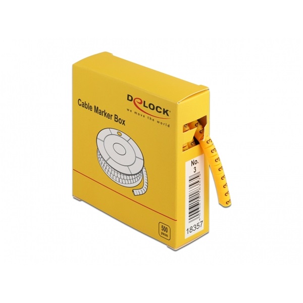 Delock 18357 500 db. sárga kábeljelző doboz No. 3