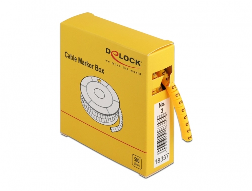 Delock 18357 500 db. sárga kábeljelző doboz No. 3