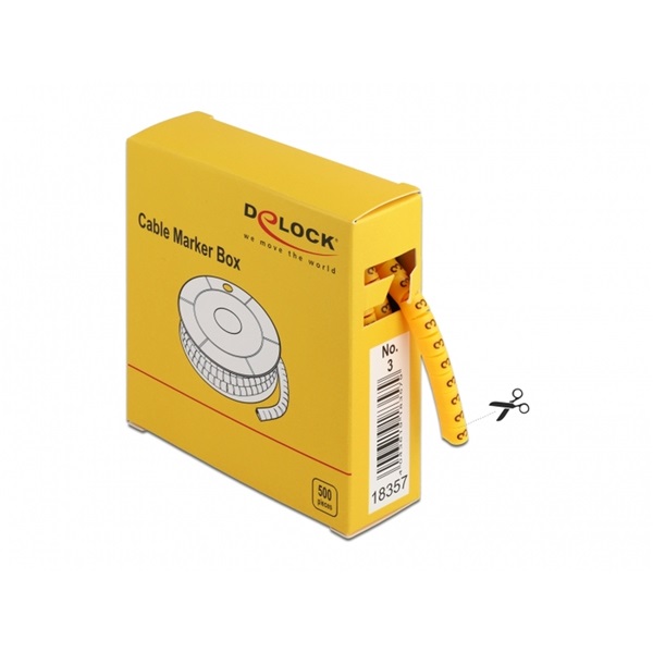 Delock 18357 500 db. sárga kábeljelző doboz No. 3