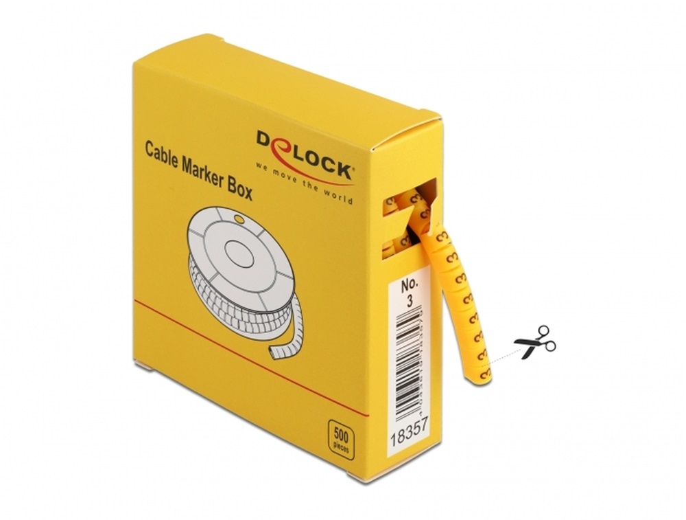 Delock 18357 500 db. sárga kábeljelző doboz No. 3
