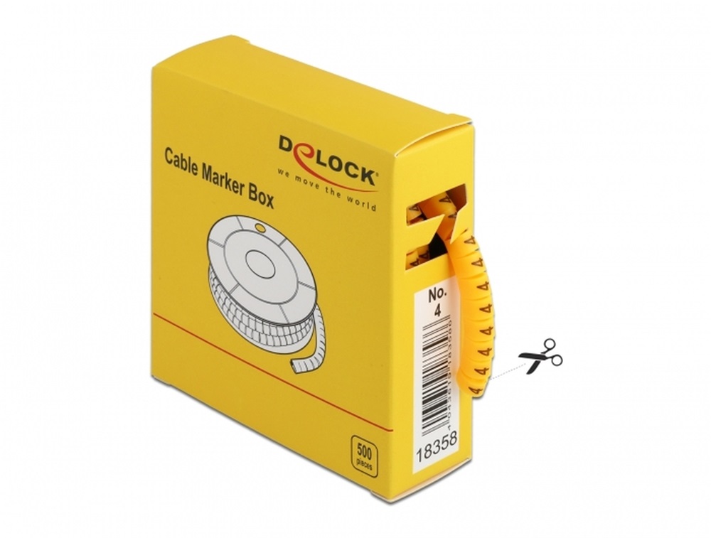 Delock 18358 500 db. sárga kábeljelző doboz No. 4