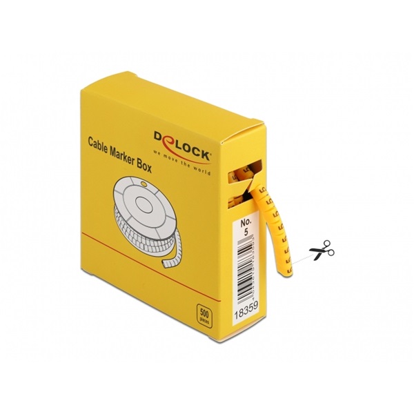 Delock 18359 500 db. sárga kábeljelző doboz No. 5