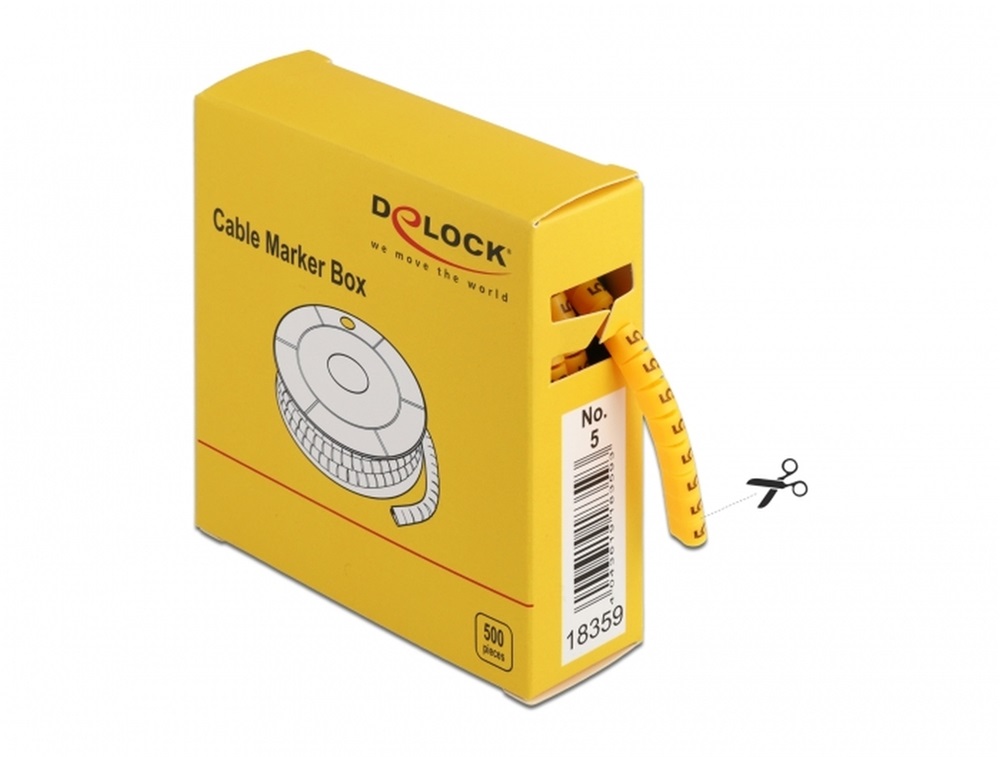 Delock 18359 500 db. sárga kábeljelző doboz No. 5