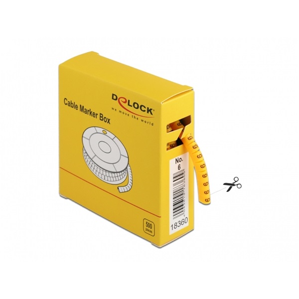 Delock 18360 500 db. sárga kábeljelző doboz No. 6