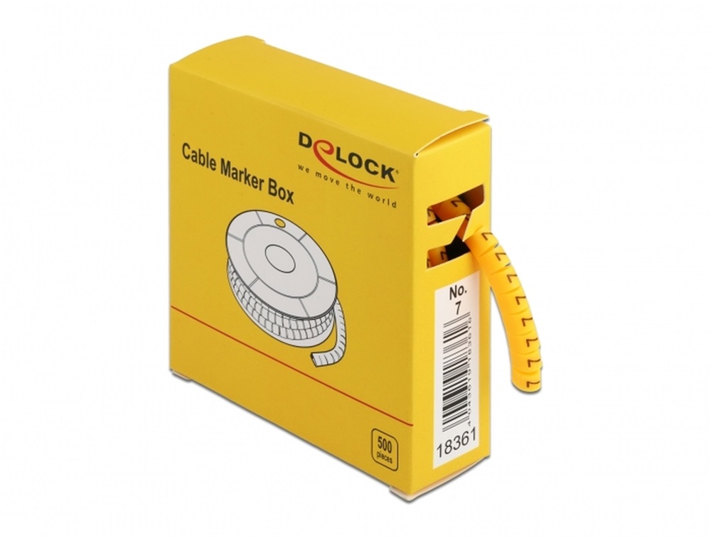 Delock 18361 500 db. sárga kábeljelző doboz No. 7