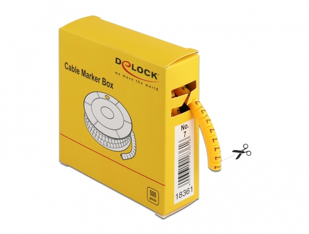 Delock 18361 500 db. sárga kábeljelző doboz No. 7