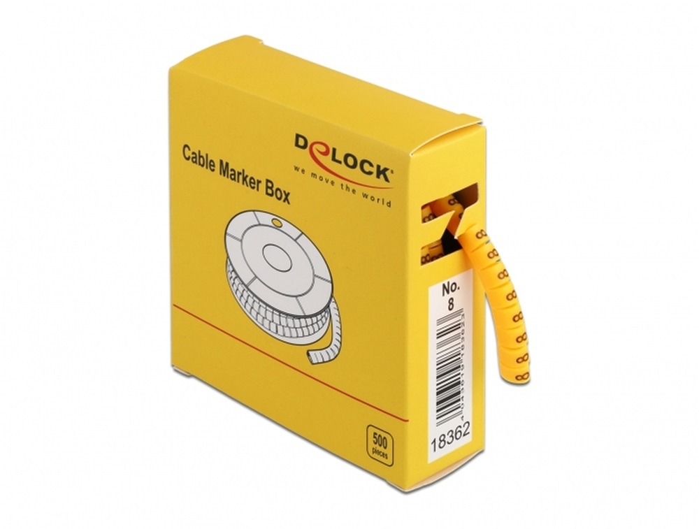 Delock 18362 500 db. sárga kábeljelző doboz No. 8