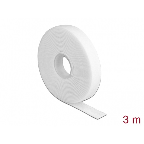 Delock 18376 Velcro fehér ragasztó szalag guriga Hx 3 m x Sz 13 mm
