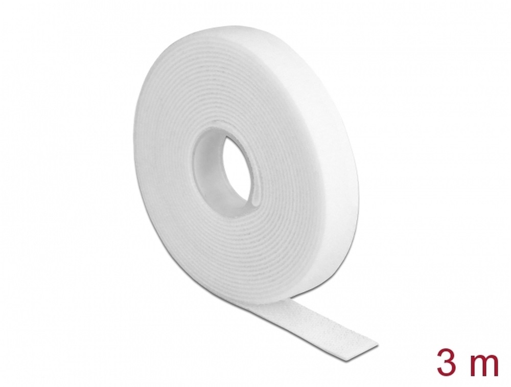Delock 18376 Velcro fehér ragasztó szalag guriga Hx 3 m x Sz 13 mm