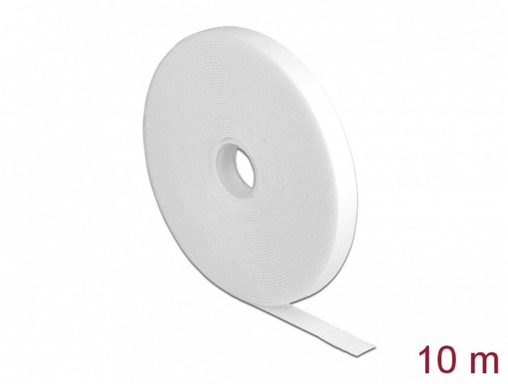 Delock 18378 Velcro fehér ragasztó szalag guriga Hx 10 m x Sz 13 mm