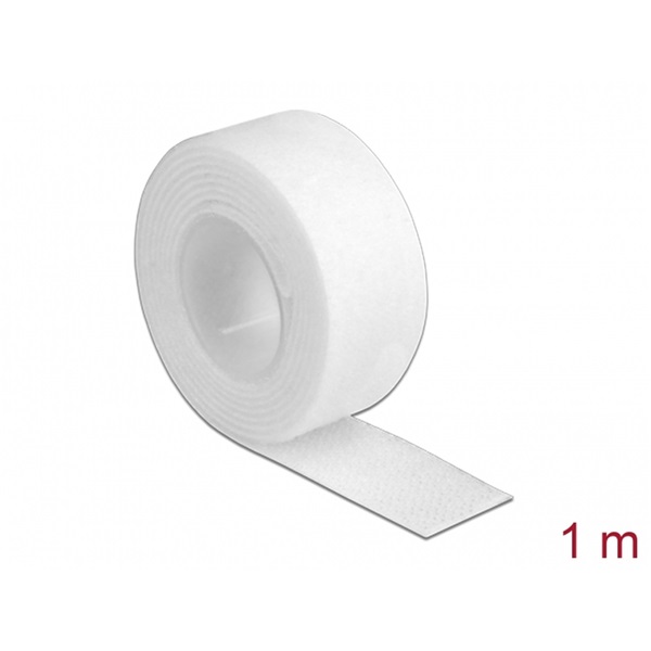 Delock 18379 Velcro fehér ragasztó szalag guriga Hx 1 m x Sz 20 mm