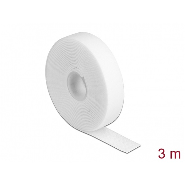 Delock 18380 Velcro fehér ragasztó szalag guriga Hx 3 m x Sz 20 mm
