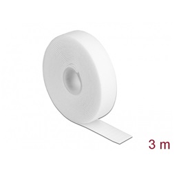 Delock 18380 Velcro fehér ragasztó szalag guriga Hx 3 m x Sz 20 mm