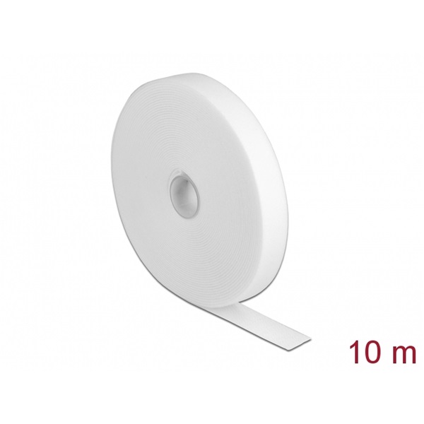 Delock 18382 Velcro fehér ragasztó szalag guriga Hx 10 m x Sz 20 mm