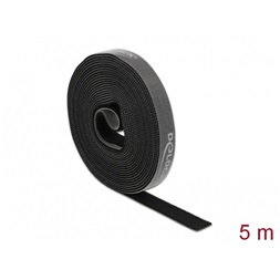 Delock 18384 Velcro fekete ragasztó szalag guriga Hx 5 m x Sz 15 mm