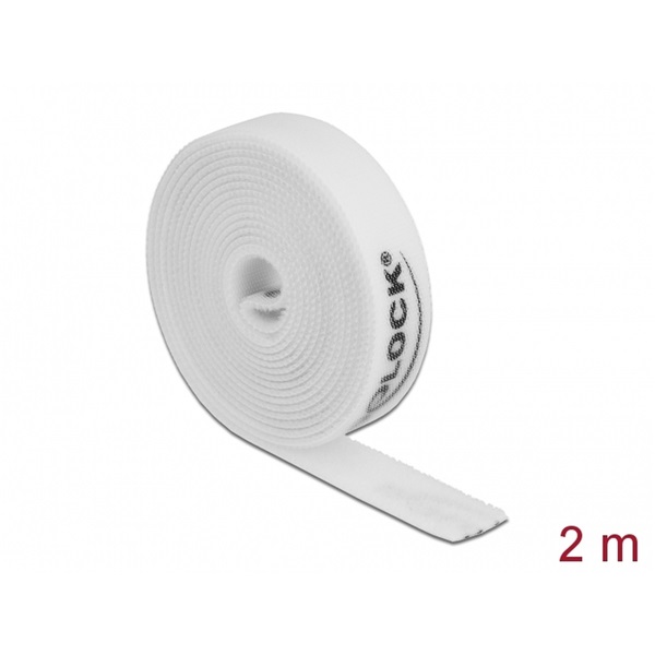 Delock 18386 Velcro fehér ragasztó szalag guriga Hx 2 m x Sz 15 mm