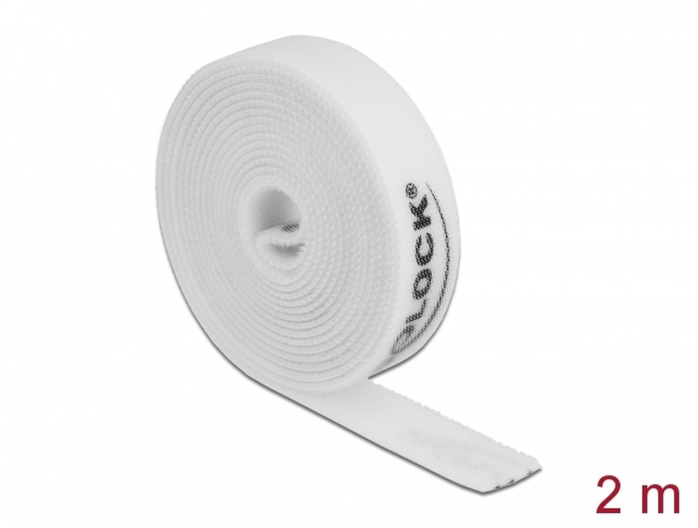 Delock 18386 Velcro fehér ragasztó szalag guriga Hx 2 m x Sz 15 mm