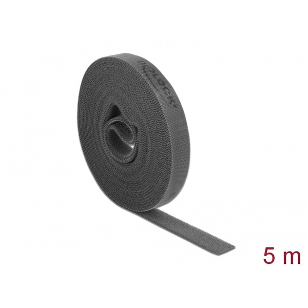 Delock 18390 Velcro szürke ragasztó szalag guriga Hx 5 m x Sz 15 mm