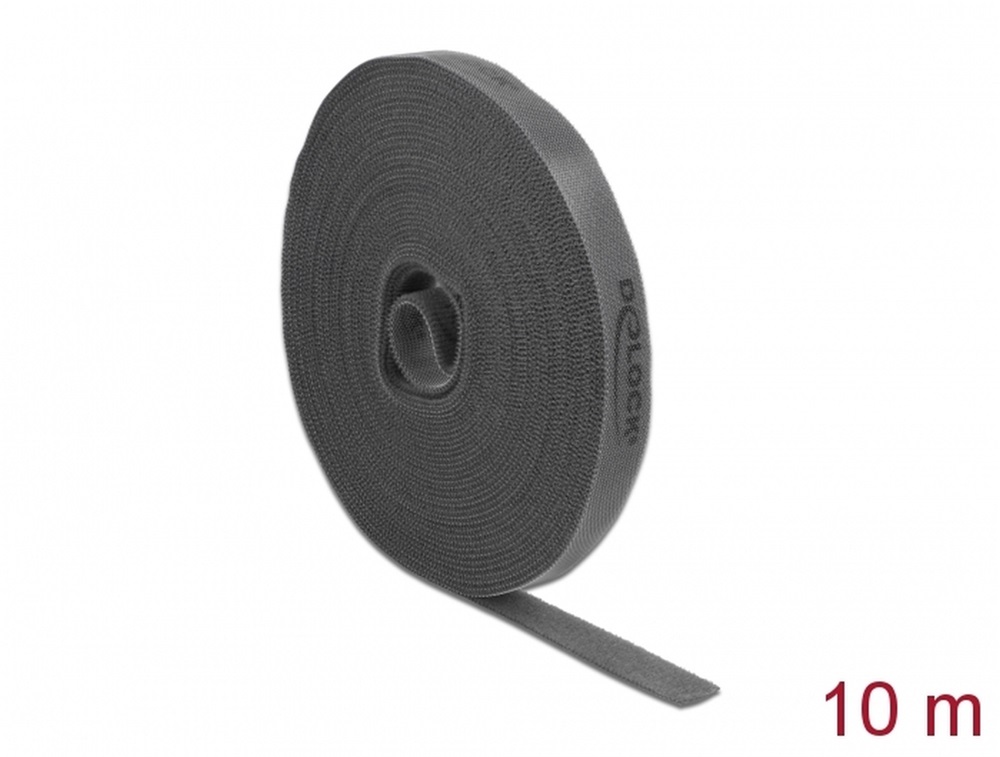 Delock 18391 Velcro szürke ragasztó szalag guriga Hx 10 m x Sz 15 mm
