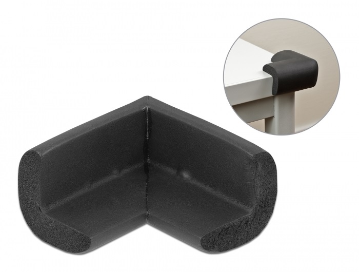 Delock 18396 56x56x33mm fekete öntapadós habszivacs sarokvédő