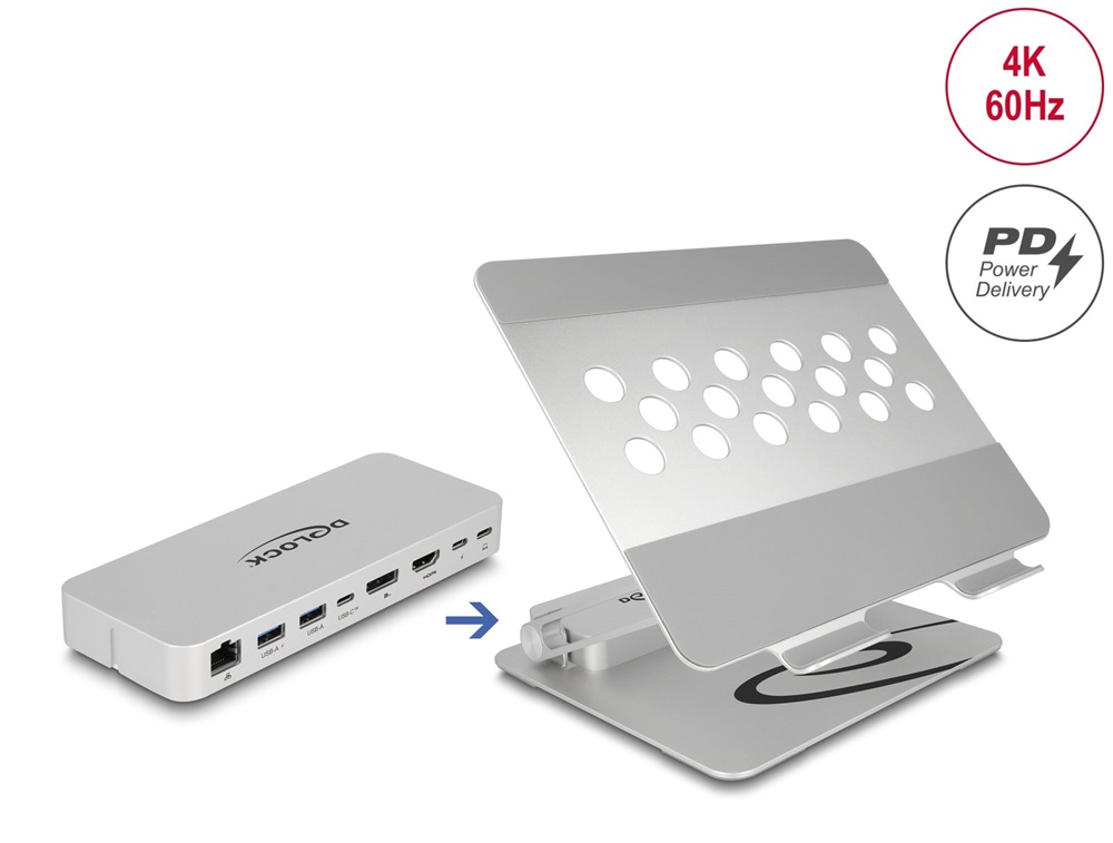 Delock 18442 tablet és laptop állvány dokkoló állomással