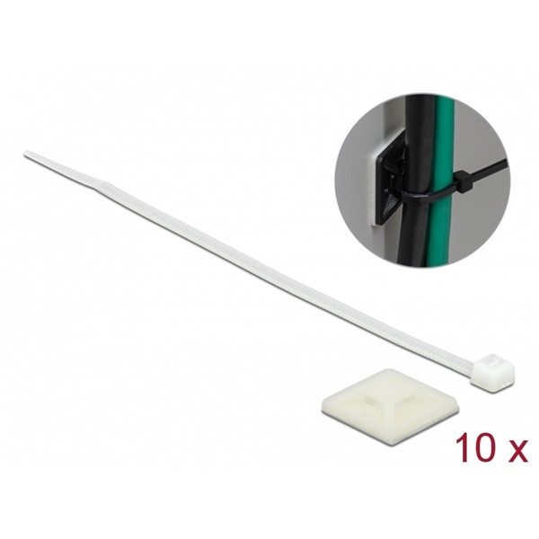 Delock 18677 Kábelkötegelő talp 25 x 25 mm, kábelkötegelővel, melynek hossza 150 mm x szélessége 3,6 mm fe