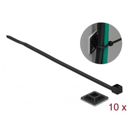 Delock 18680 Kábelkötegelő talp 20 x 20 mm, kábelkötegelővel, melynek hossza 200 mm x szélessége 2,5 mm fe