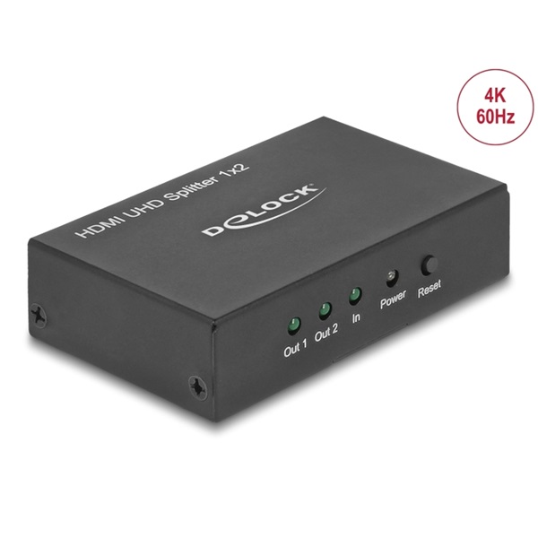 Delock 18682 HDMI UHD-es elosztó 1 x HDMI-bemenet > 2 x HDMI-kimenet 4K