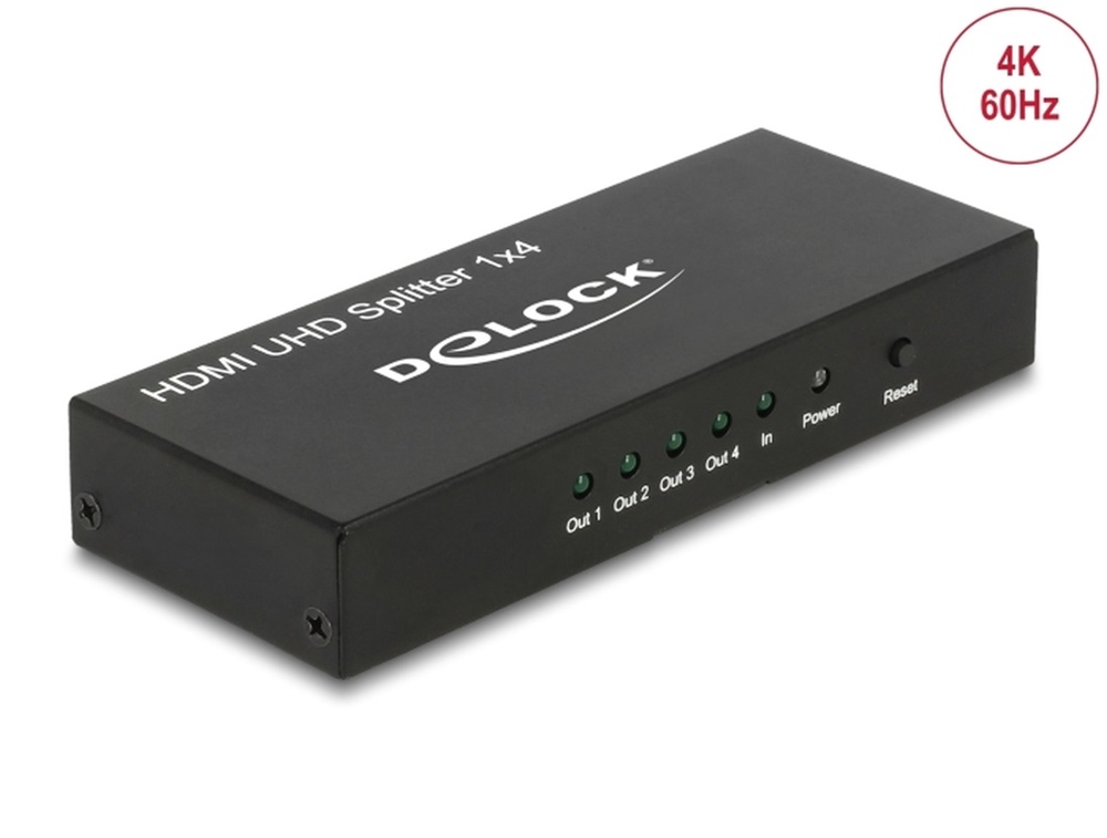 Delock 18684 HDMI UHD-es elosztó 1 x HDMI-bemenet > 4 x HDMI-kimenet 4K