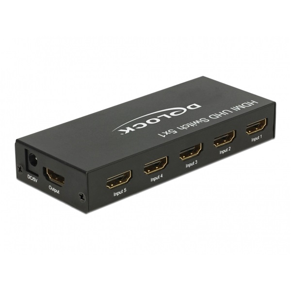 Delock 18685 HDMI UHD-kapcsoló, 5 x HDMI-bemenet > 1 x HDMI-kimenet, 4K