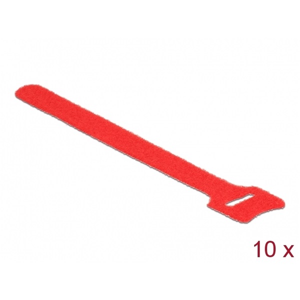Delock 18689 Hurkolható rögzítok, 150 mm x 12 mm (H x Sz), 10 darab, piros