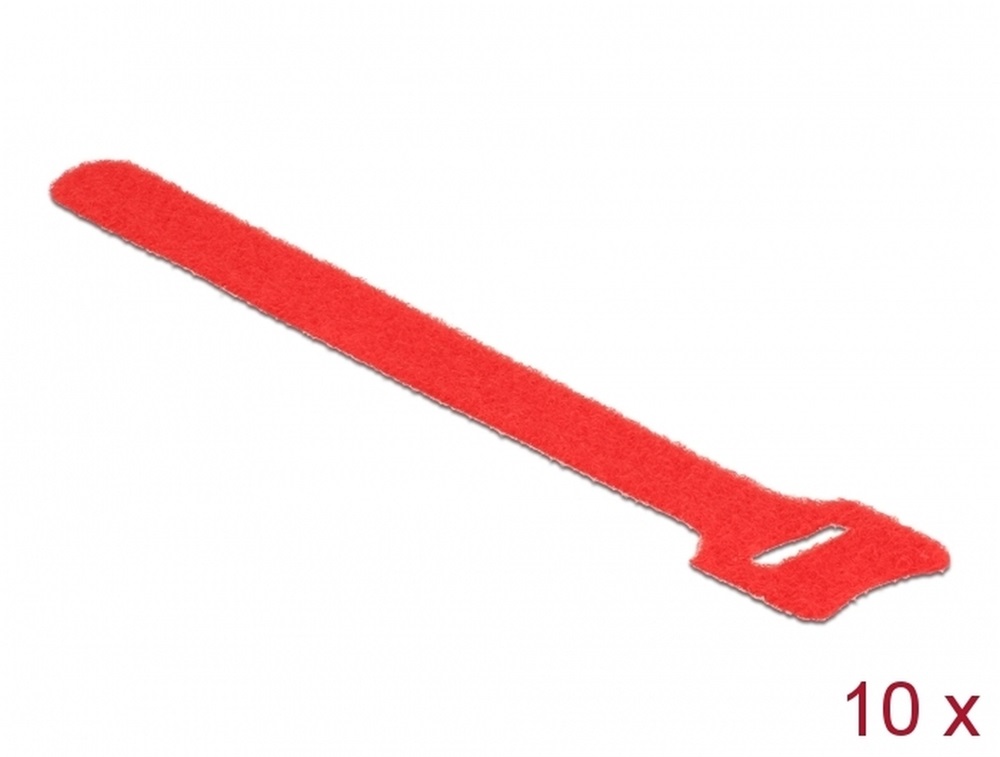 Delock 18689 Hurkolható rögzítok, 150 mm x 12 mm (H x Sz), 10 darab, piros