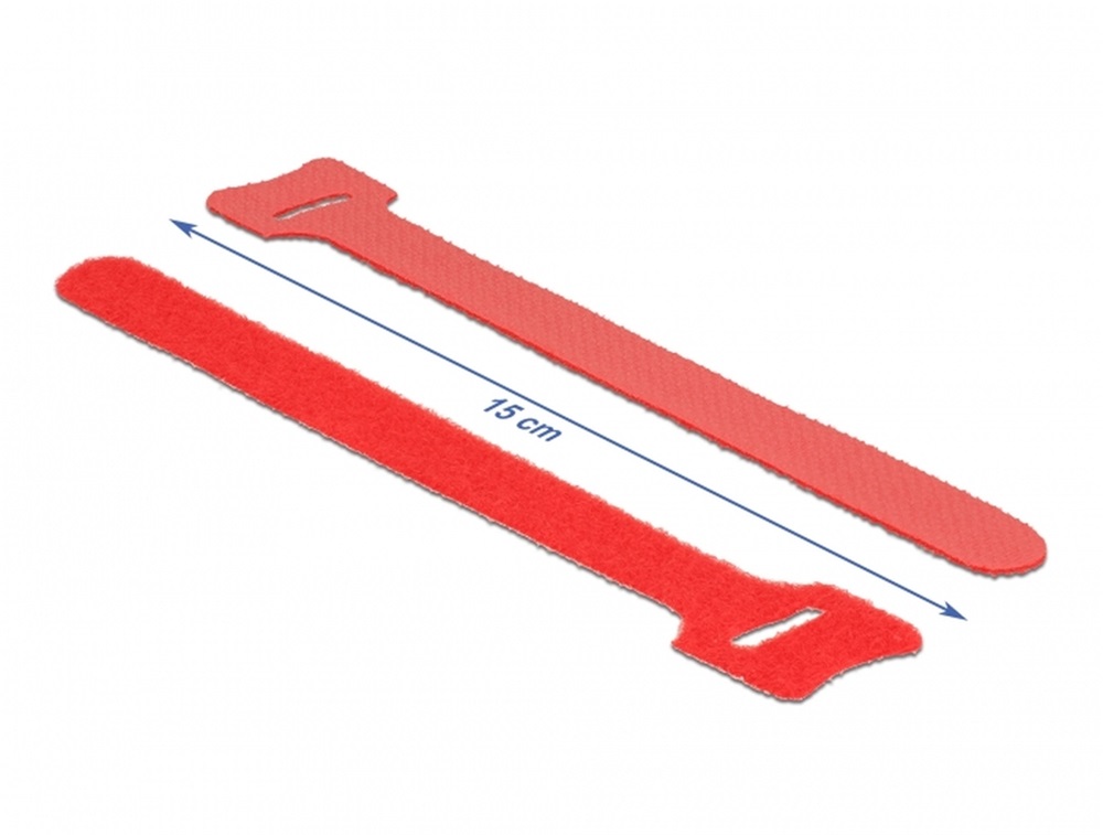 Delock 18689 Hurkolható rögzítok, 150 mm x 12 mm (H x Sz), 10 darab, piros
