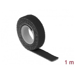 Delock 18709 Hurkolható rögzítok, 1 m x 13 mm (H x Sz) tekercs, fekete